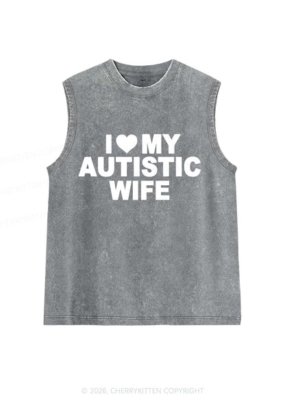 I Love My Autistic Wife Y2K Washed Muscle Tank Cherrykitten