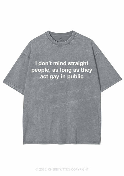 Act Gay In Public Pride Y2K Shirts Washed Tee Cherrykitten