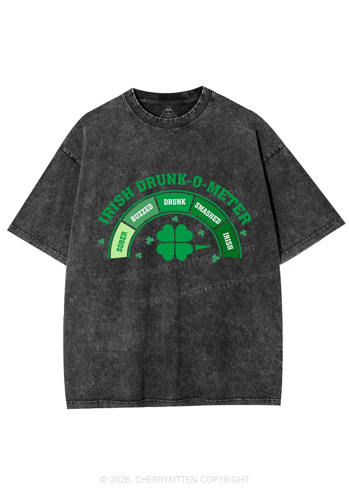 Irish Drunk O Meter St Patricks Y2K Shirts Washed Tee Cherrykitten