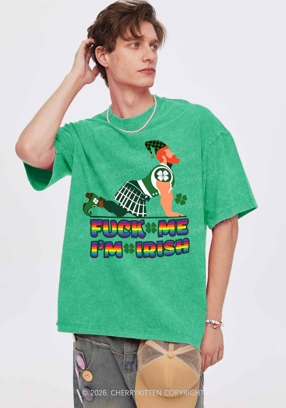 Fxxk Me Im Irish St Patricks Y2K Shirts Washed Tee Cherrykitten