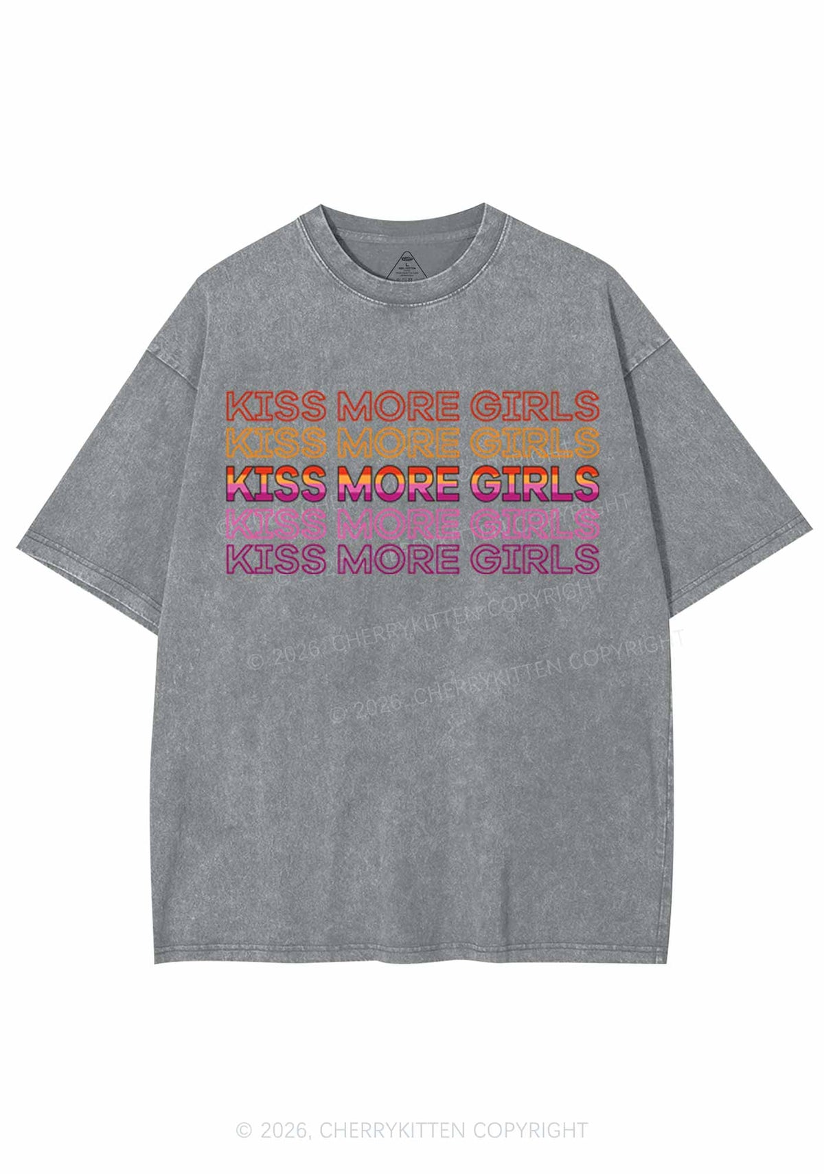 Kiss More Girls Pride Y2K Shirts Washed Tee Cherrykitten