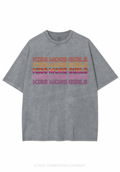 Kiss More Girls Pride Y2K Shirts Washed Tee Cherrykitten