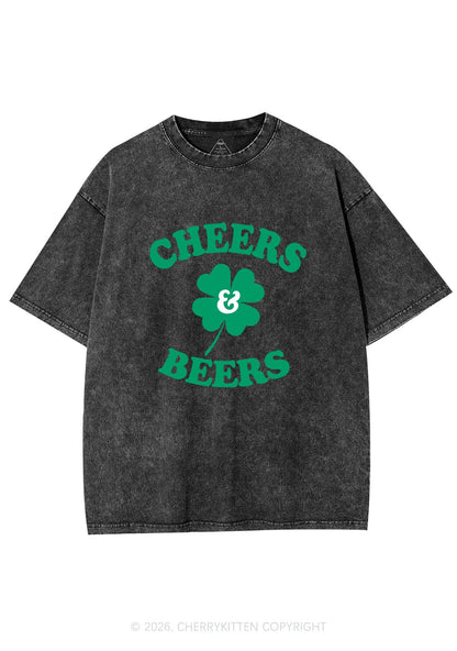 Cheers And Beers St Patricks Y2K Shirts Washed Tee Cherrykitten