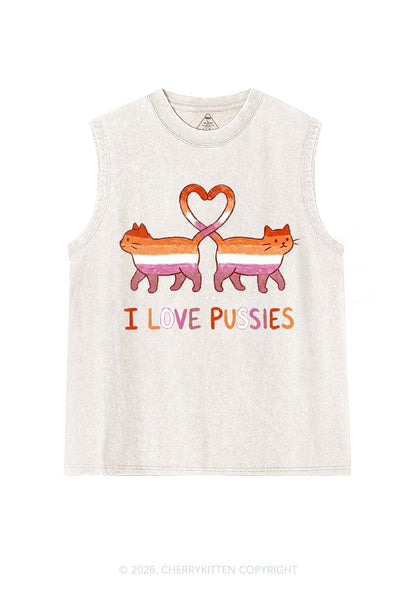 I Love Puxxies Pride Y2K Washed Muscle Tank Cherrykitten