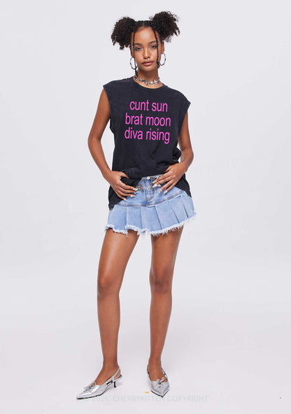 Cxxt Sun Brat Moon Diva Rising Y2K Washed Muscle Tank Cherrykitten