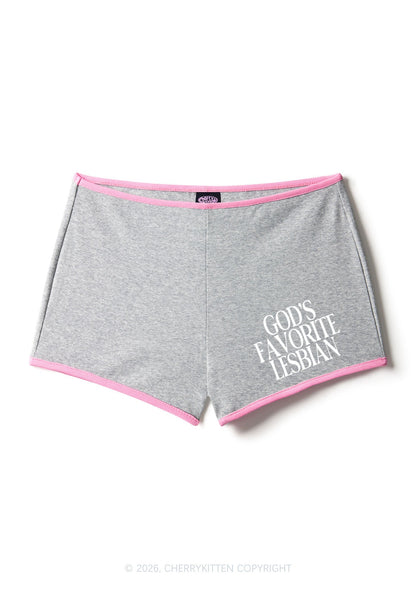 Gods Favorite Lesbian Pride Y2K Booty Shorts Cherrykitten
