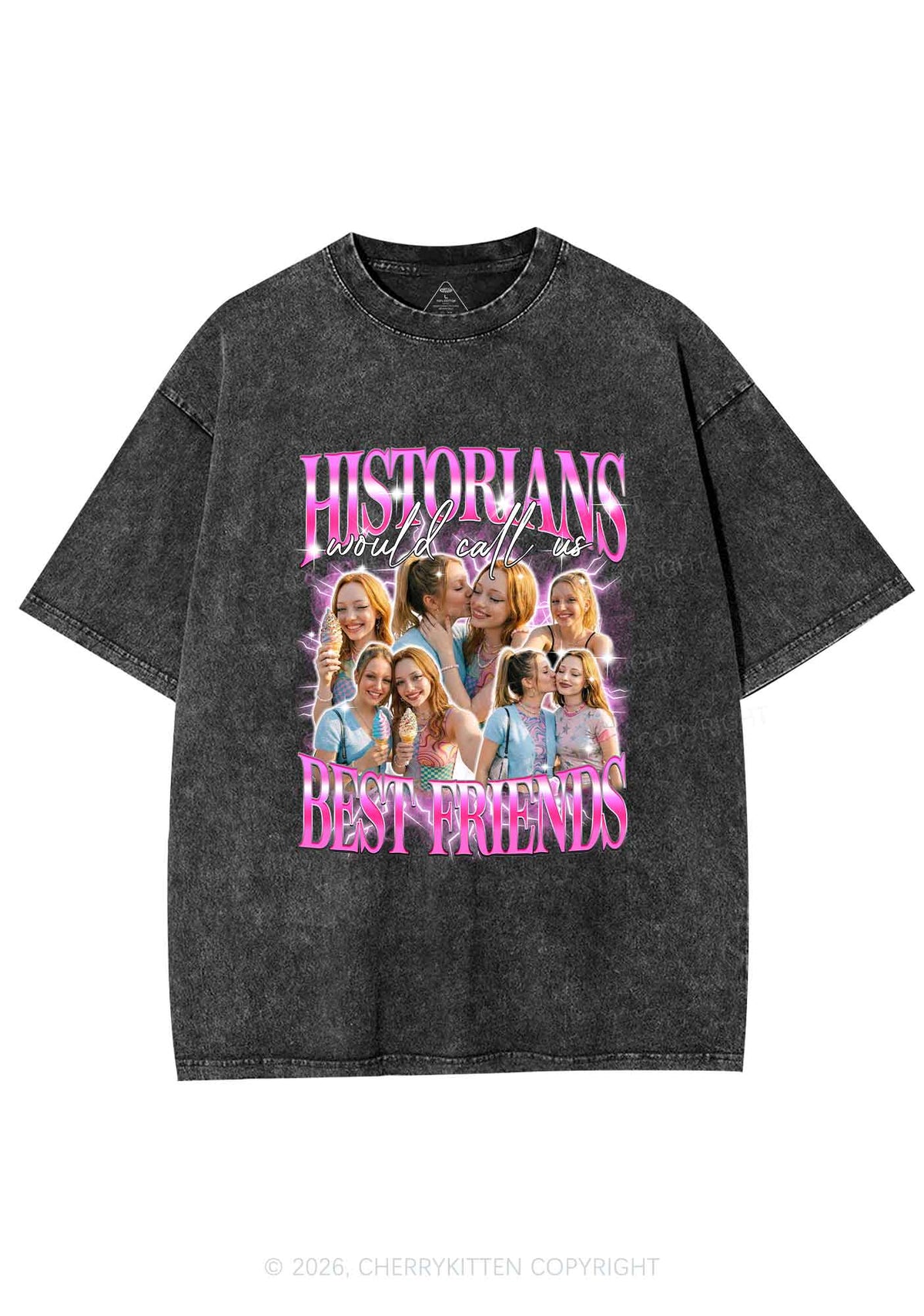 Custom Best Friends Photos Pride Y2K Shirts Washed Tee Cherrykitten