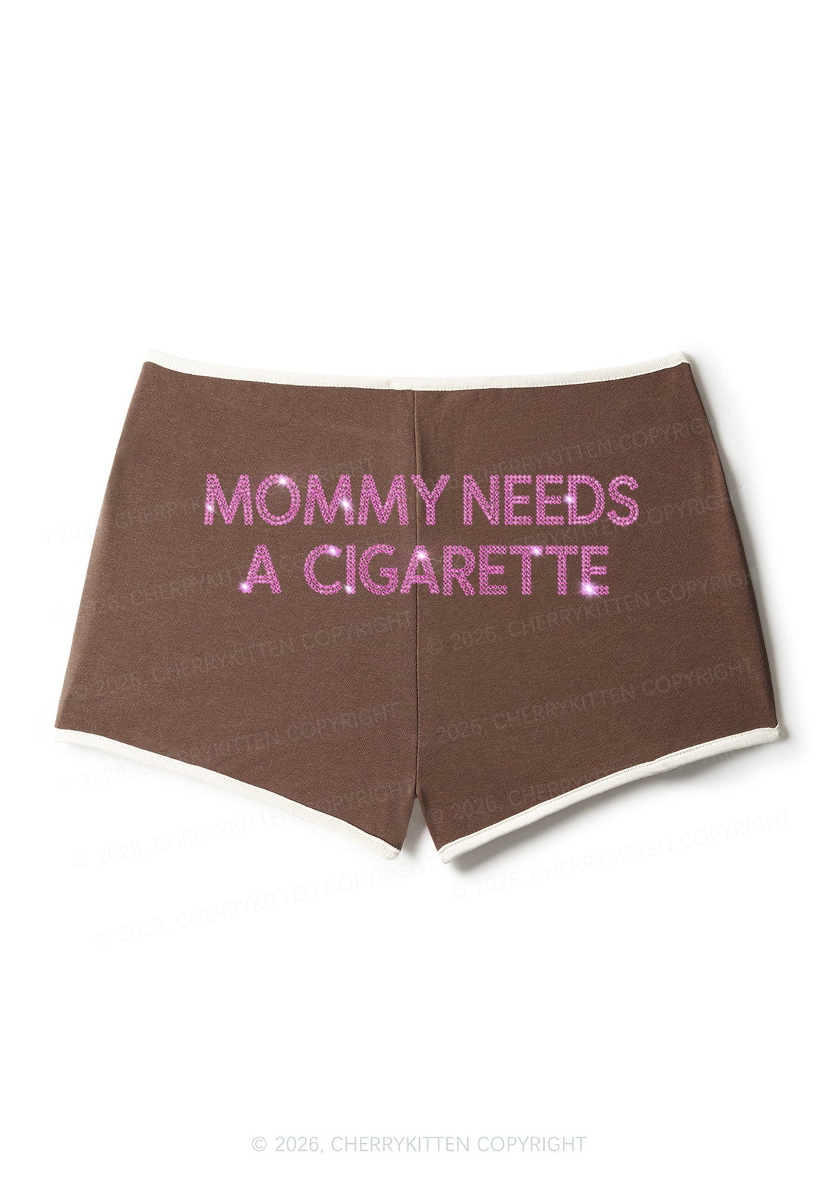 Rhinestone Mommy Needs Cigarette Y2K Booty Shorts Cherrykitten