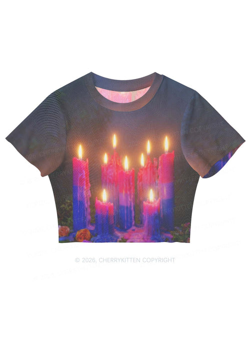 Bisexual Melting Candles Pride Y2K Mesh Crop Top Cherrykitten