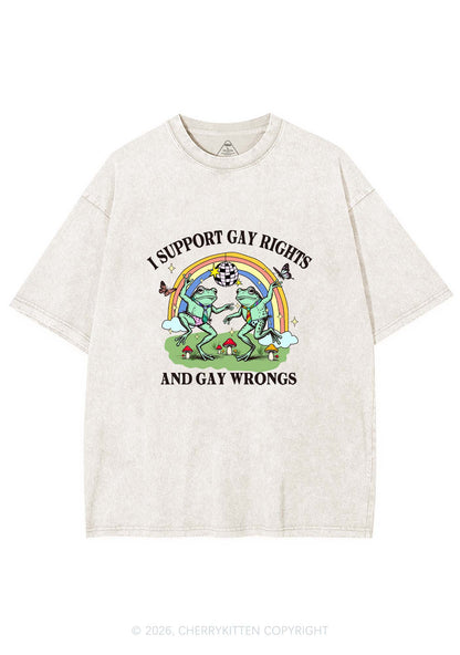 I Support Gay Rights Disco Frogs Y2K Shirts Washed Tee Cherrykitten