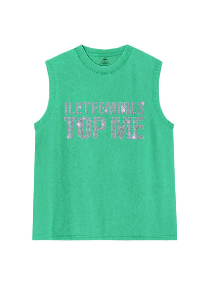 Rhinestone I Let Femmes Top Me Pride Y2K Washed Muscle Tank Cherrykitten