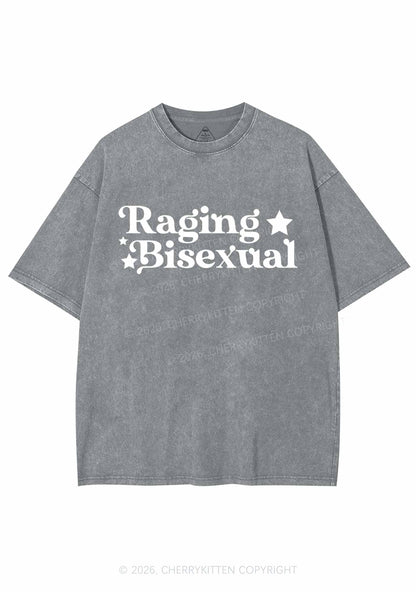 Raging Bisexual Stars Pride Y2K Shirts Washed Tee Cherrykitten