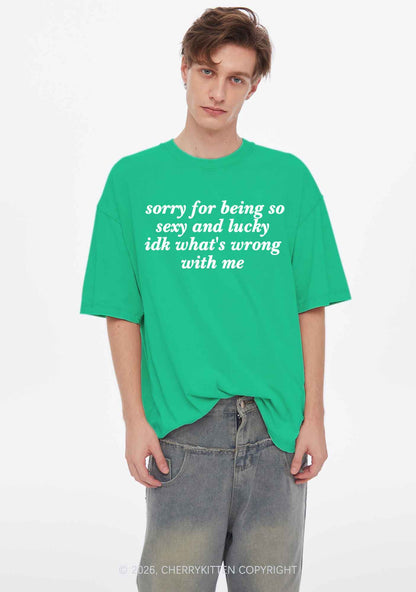 Sorry For Being So Lucky St Patricks Y2K Shirts Washed Tee Cherrykitten