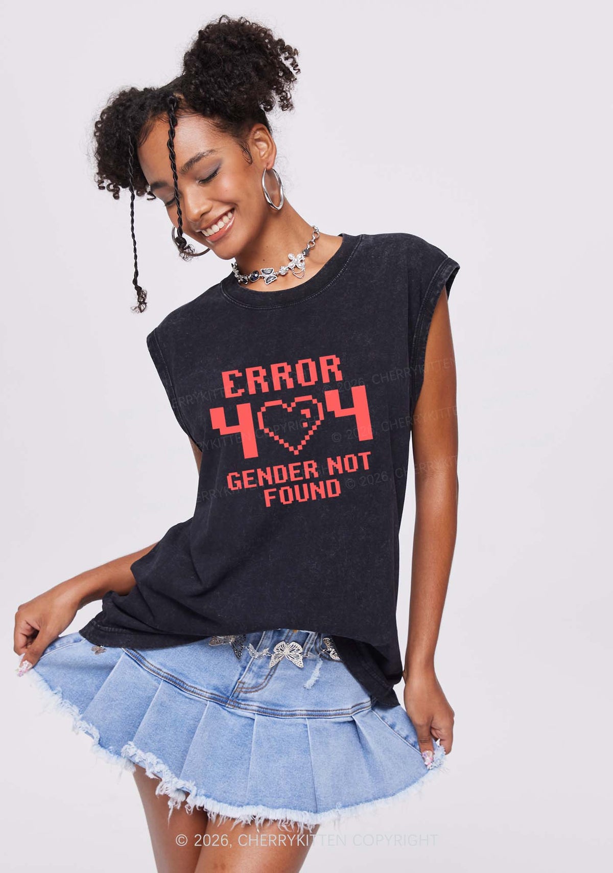 Gender Not Found Pride Y2K Washed Muscle Tank Cherrykitten