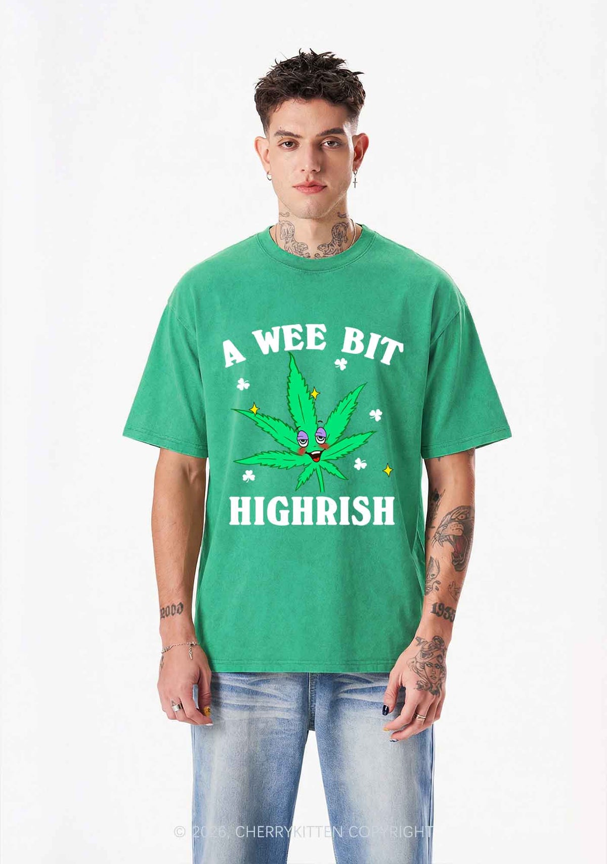 A Wee Bit Highrish St Patricks Y2K Shirts Washed Tee Cherrykitten