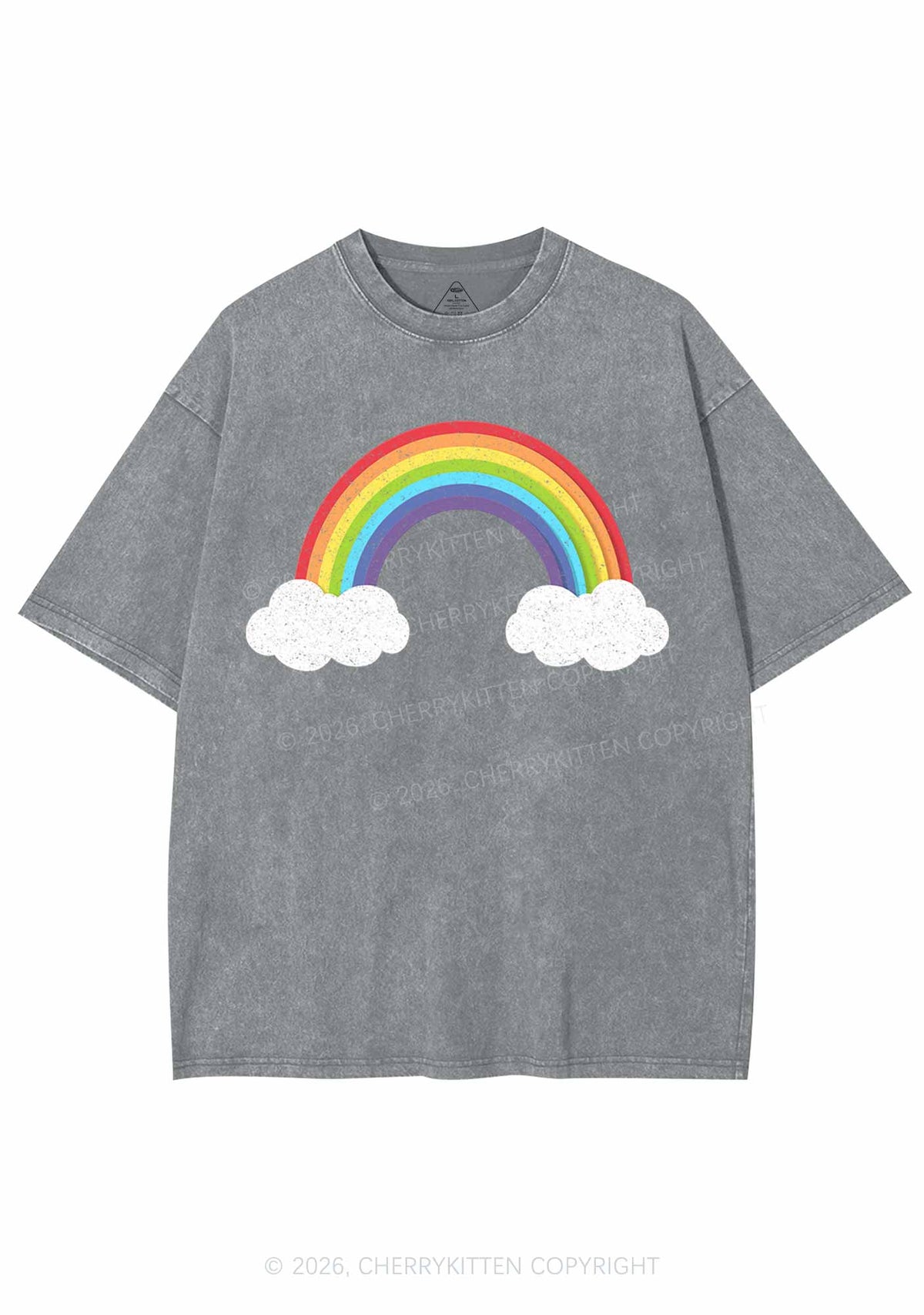 Rainbow Cloud Pride Y2K Shirts Washed Tee Cherrykitten