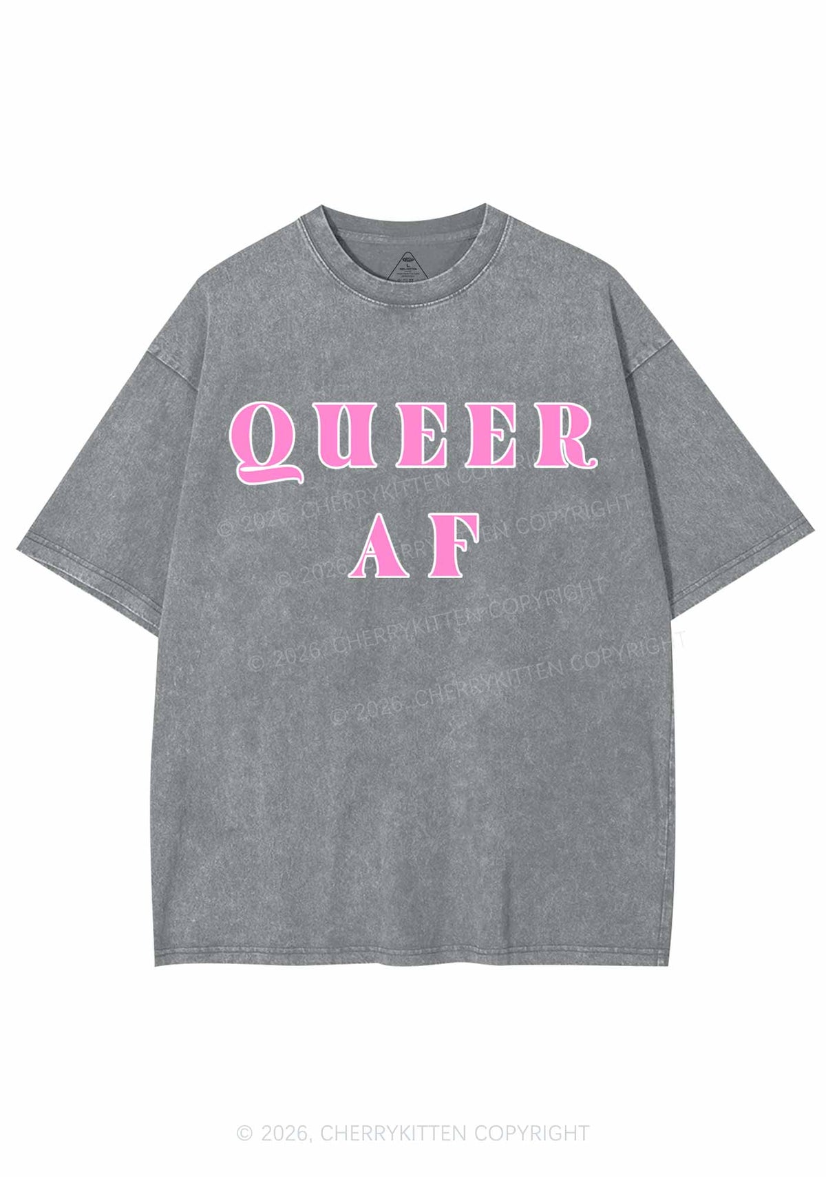Queer AF Pride Y2K Shirts Washed Tee Cherrykitten