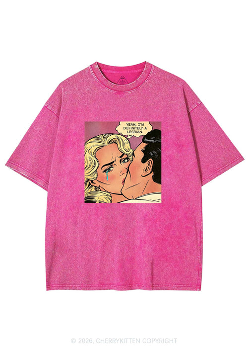 Im Definitely A Lesbian Pride Y2K Shirts Washed Tee Cherrykitten
