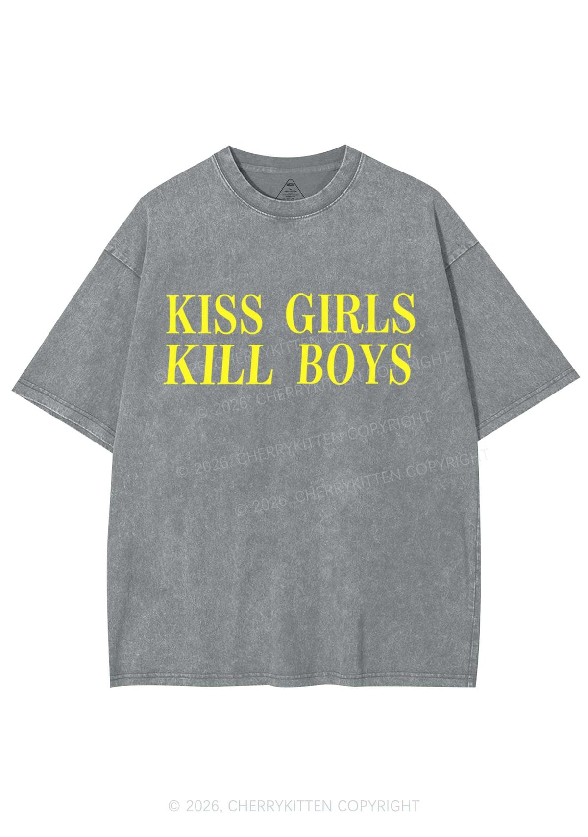 Kiss Girls Kill Boys Pride Y2K Shirts Washed Tee Cherrykitten
