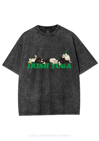 Irish Yoga St Patricks Y2K Shirts Washed Tee Cherrykitten