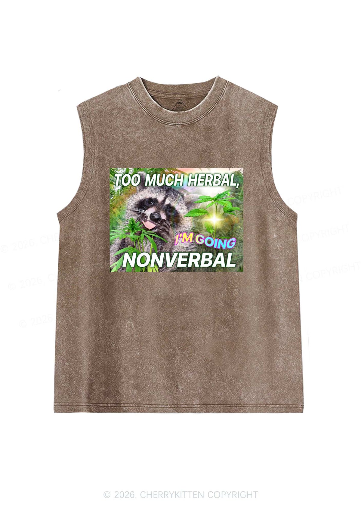 Im Going Nonverbal Y2K Washed Muscle Tank Cherrykitten