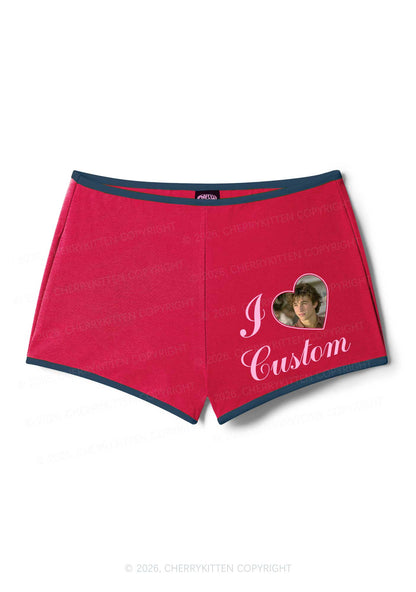 I Love Custom Photo Valentine's Day Y2K Booty Shorts Cherrykitten