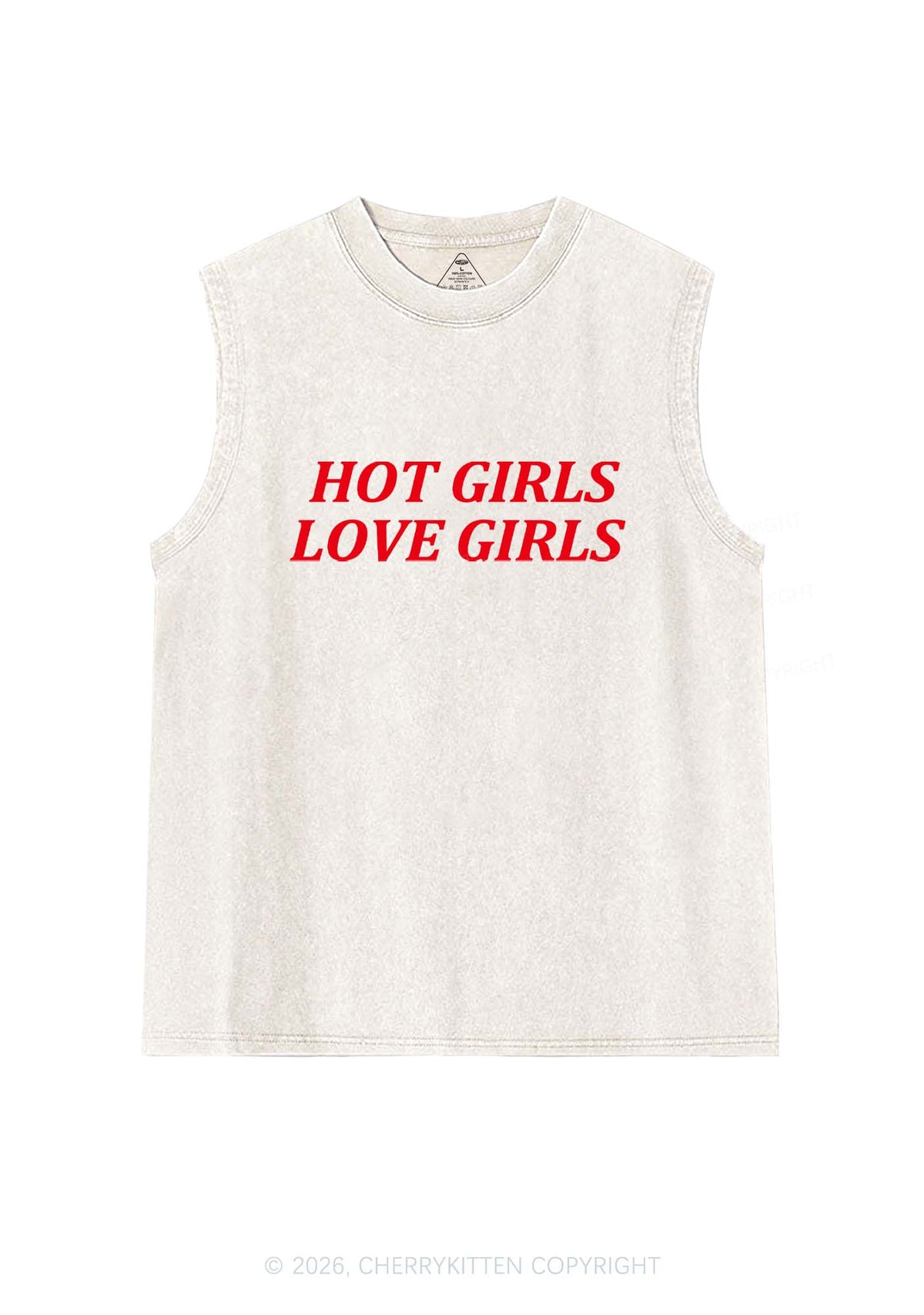 Hot Girls Love Girls Pride Y2K Washed Muscle Tank Cherrykitten