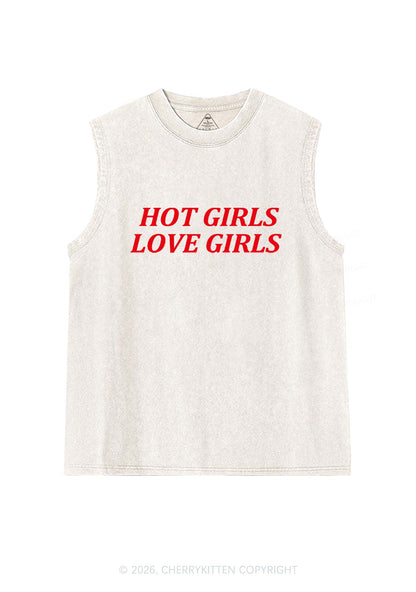 Hot Girls Love Girls Pride Y2K Washed Muscle Tank Cherrykitten