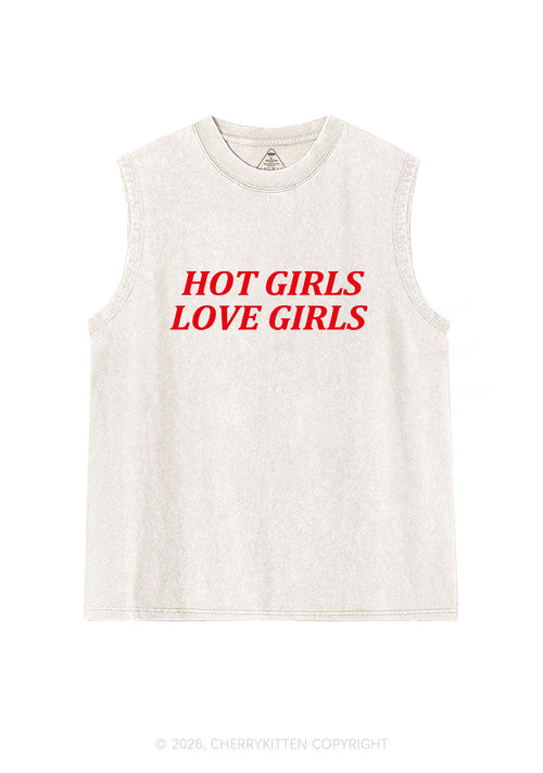 Hot Girls Love Girls Pride Y2K Washed Muscle Tank Cherrykitten