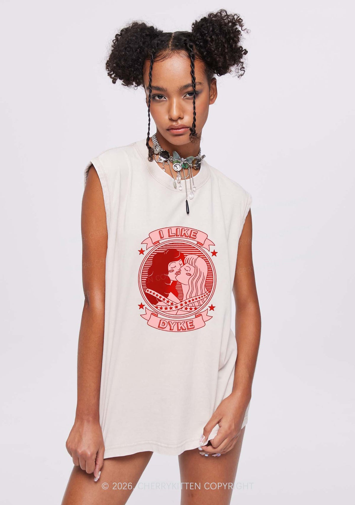 I Like Dyke Pride Y2K Washed Muscle Tank Cherrykitten