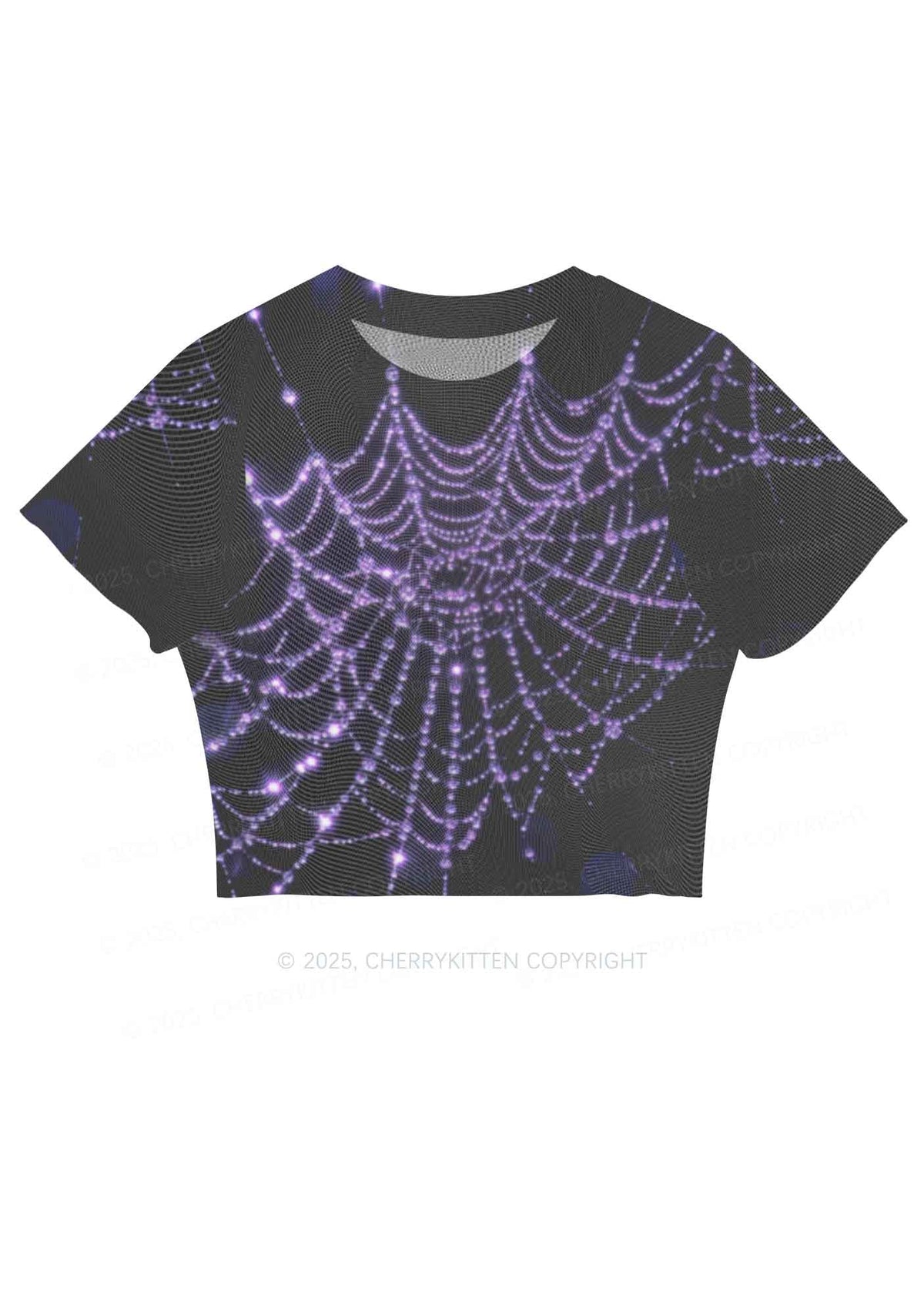 Glistening Spiderweb Y2K Mesh Crop Top Cherrykitten