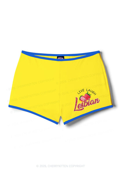 Live Laugh Lesbian Pride Y2K Booty Shorts Cherrykitten