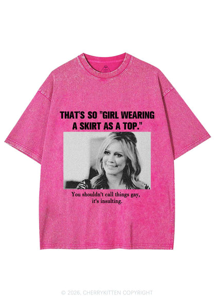 Girl Wearing A Skirt As A Top Y2K Shirts Washed Tee Cherrykitten