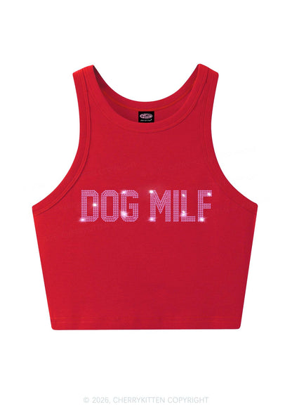 Rhinestone Dog Mxxf Y2K Crop Tank Top Cherrykitten