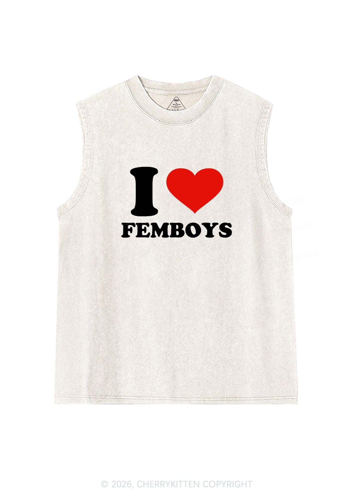 I Love Femboys Pride Y2K Washed Muscle Tank Cherrykitten