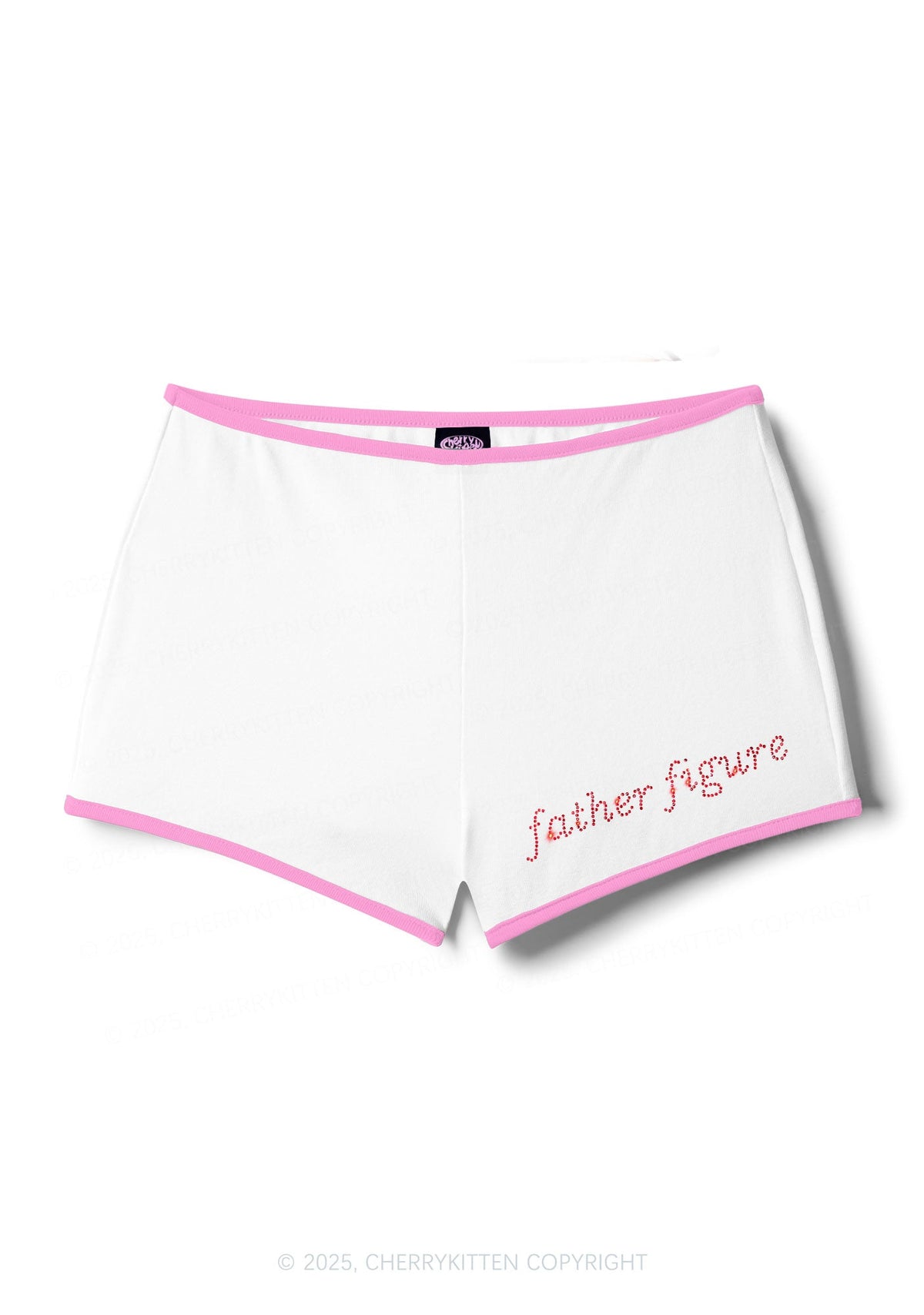 Rhinestone Red Father Figure Y2K Booty Shorts Cherrykitten