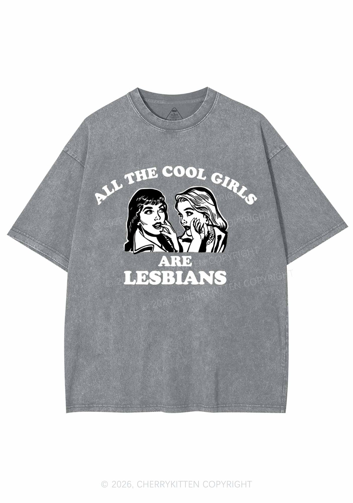 Cool Girls Lesbians Pride Y2K Shirts Washed Tee Cherrykitten