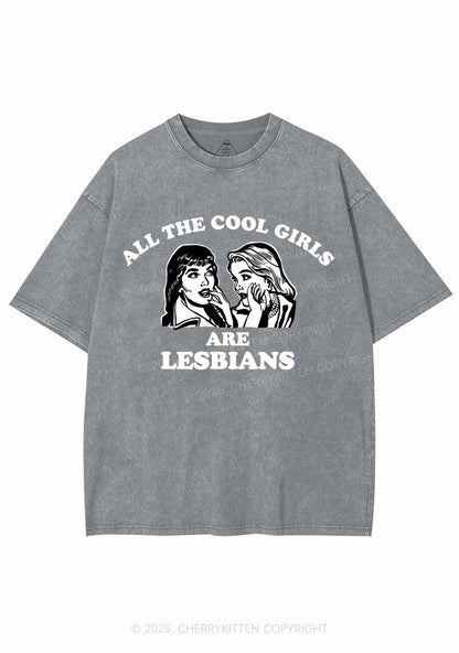 Cool Girls Lesbians Pride Y2K Shirts Washed Tee Cherrykitten