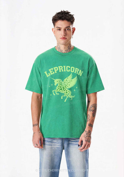 Lepricorn Unicorn St Patricks Y2K Shirts Washed Tee Cherrykitten