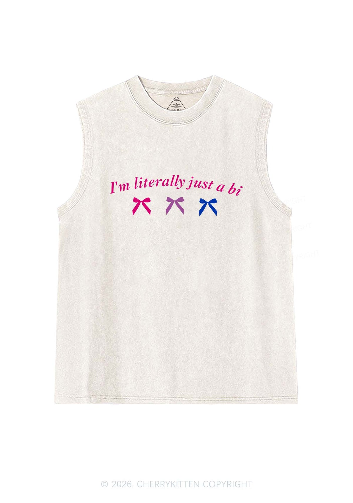 Im Literally Just A Bi Pride Y2K Washed Muscle Tank Cherrykitten