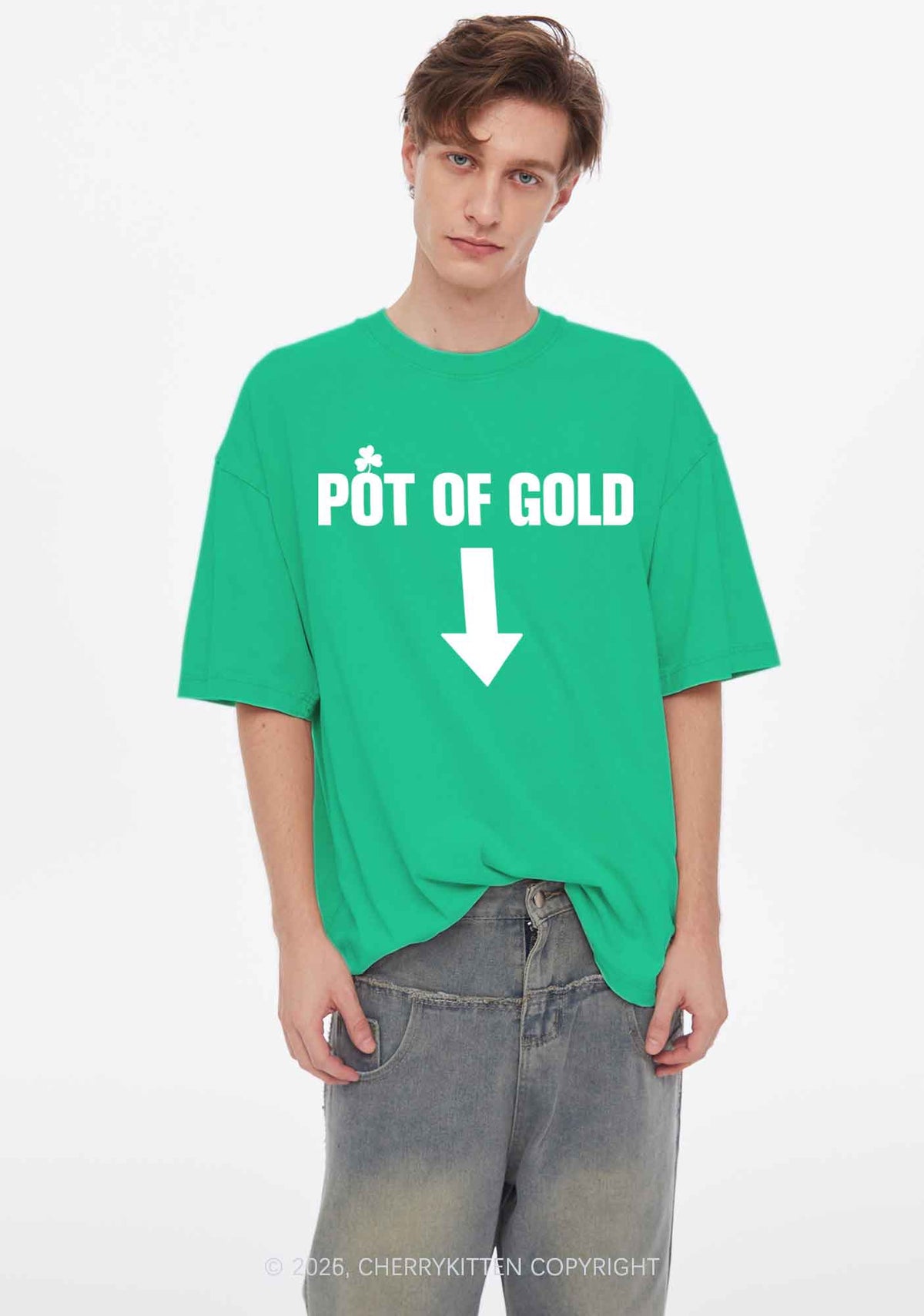 Pot Of Gold St Patricks Y2K Shirts Washed Tee Cherrykitten