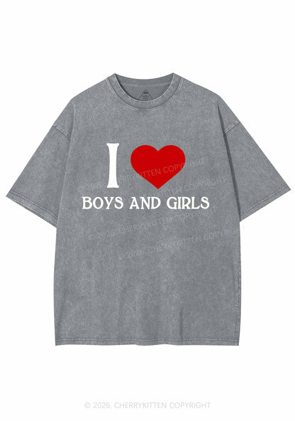 I Love Boys and Girls Pride Y2K Shirts Washed Tee Cherrykitten
