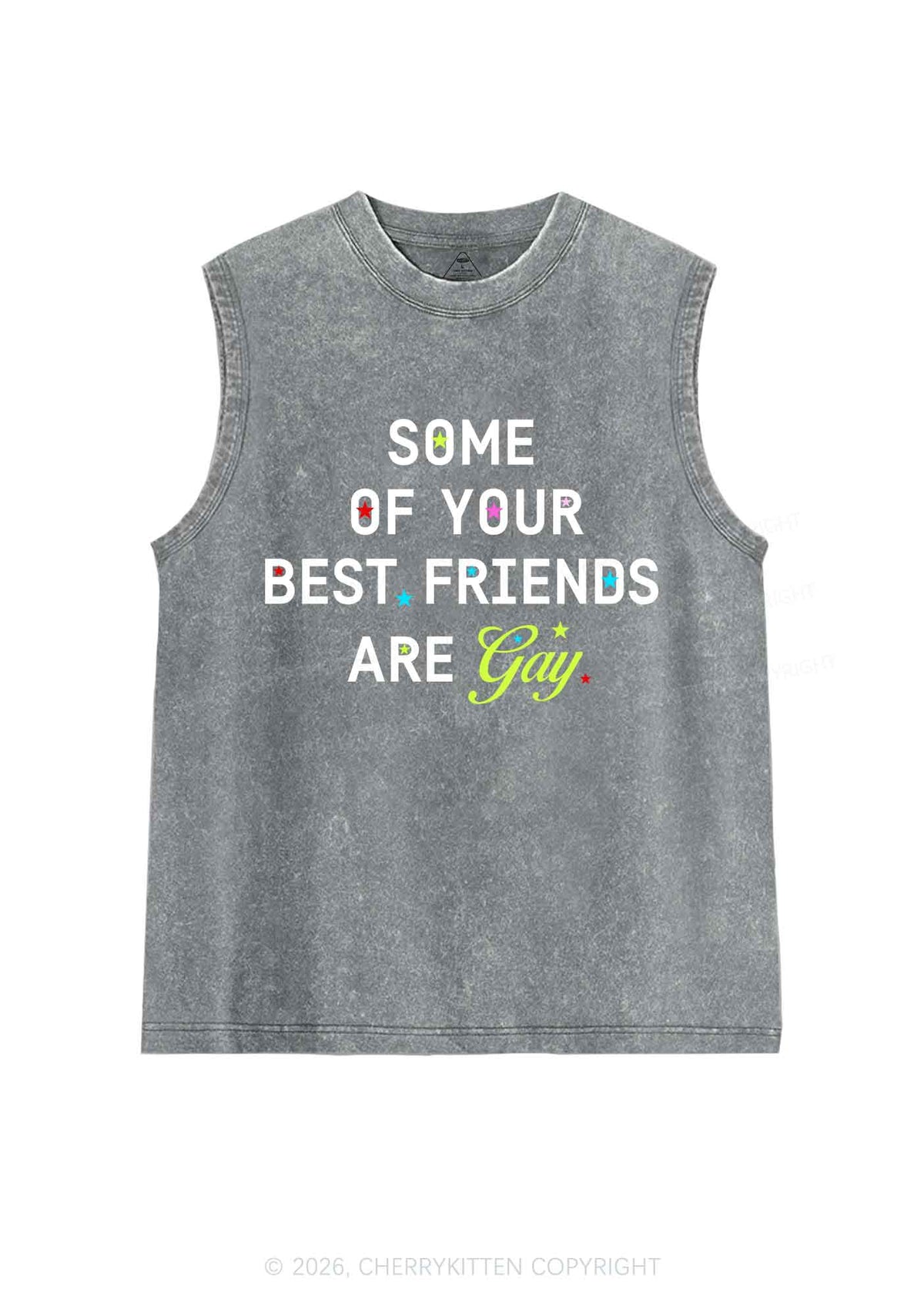 Your Best Friends Are Gay Pride Y2K Washed Muscle Tank Cherrykitten