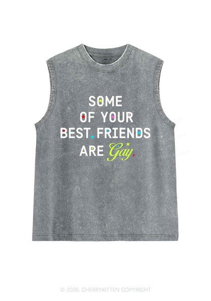 Your Best Friends Are Gay Pride Y2K Washed Muscle Tank Cherrykitten