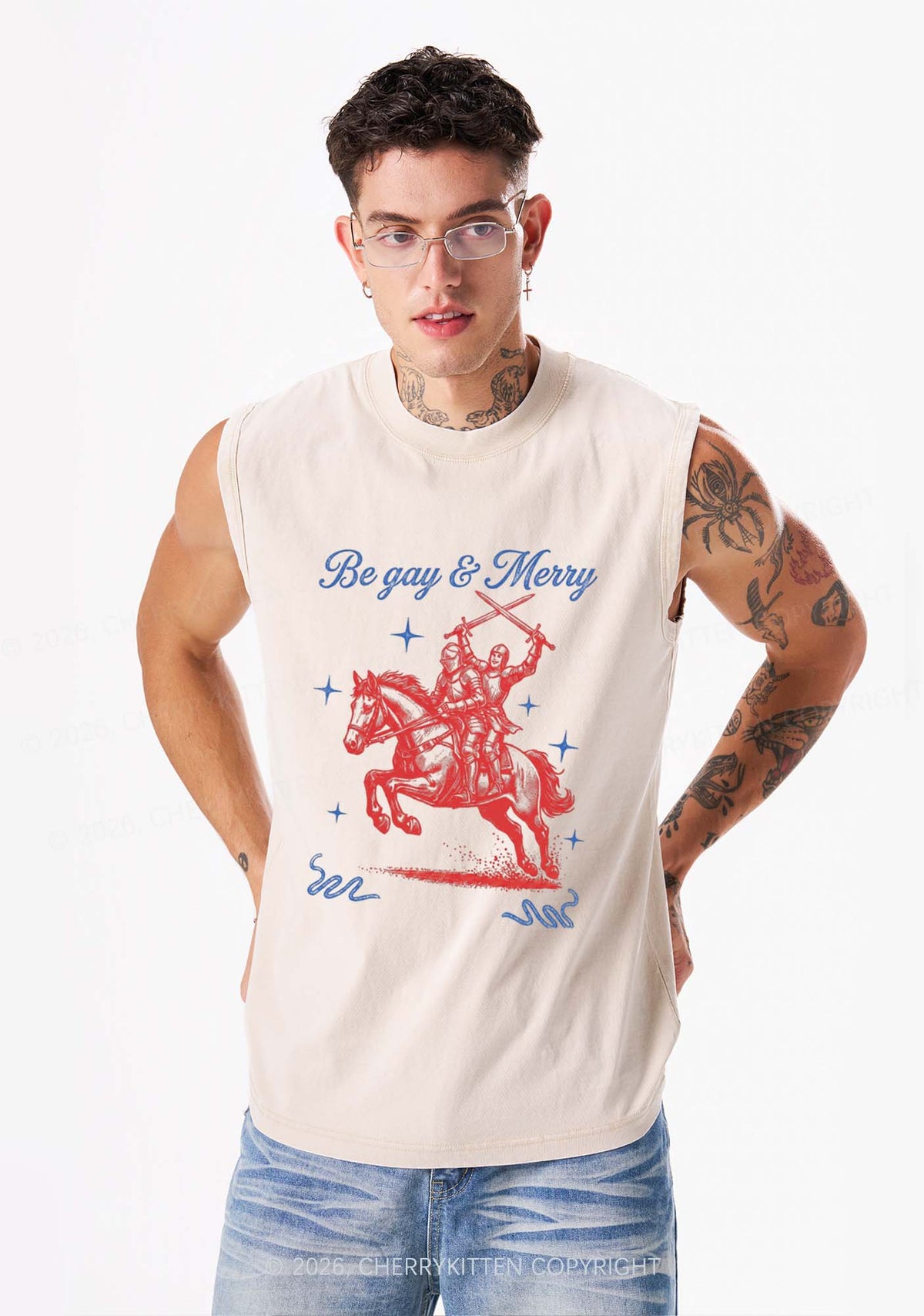Be Gay Merry Pride Y2K Washed Muscle Tank Cherrykitten