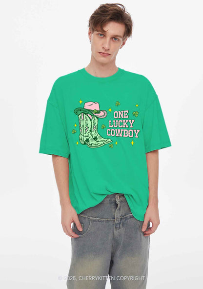 One Lucky Cowboy Boots St Patricks Y2K Shirts Washed Tee Cherrykitten