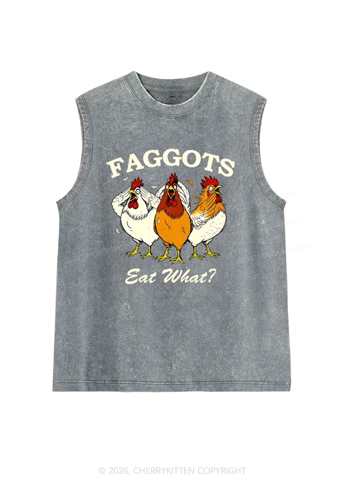 Faggots Eat What Pride Y2K Washed Muscle Tank Cherrykitten