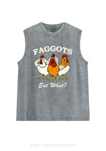 Faggots Eat What Pride Y2K Washed Muscle Tank Cherrykitten