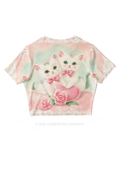 Rose Kitties Y2K Mesh Crop Top Cherrykitten