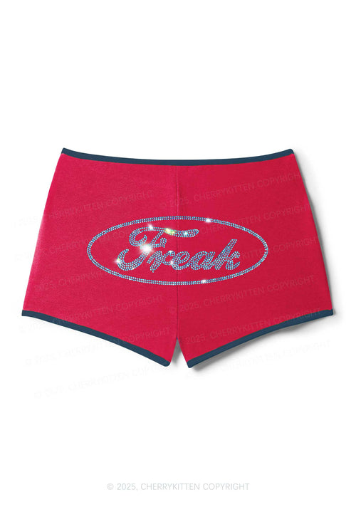 Rhinestone Oval Freak Y2K Booty Shorts Cherrykitten